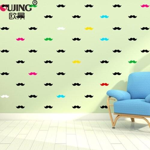 New 42pcs/set Cartoon Cute Moustache Beard Shape Wall Stickers For Kids Child Rooms Nursery Wall Decals DIY Art Mural Wallpaper