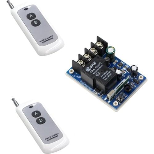 New DC12V 24V 36V 48V 1CH Remote Control Garage Door RF Wireless Remote Control Switch System 2X Transmitter With Receiver Board