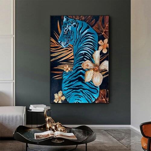 New Modern Living Room Sofa Background Wall Animal Picture Clouded leopard Tiger Poster Canvas Painting Wall Art Home Decoration