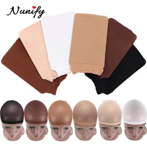 Nunify Nude Mesh Net Wig Caps With Closed End For Wigs 2Pcs/Pack Free Size Stocking Cap Red Coffee Black Begie Brown 6 Colors