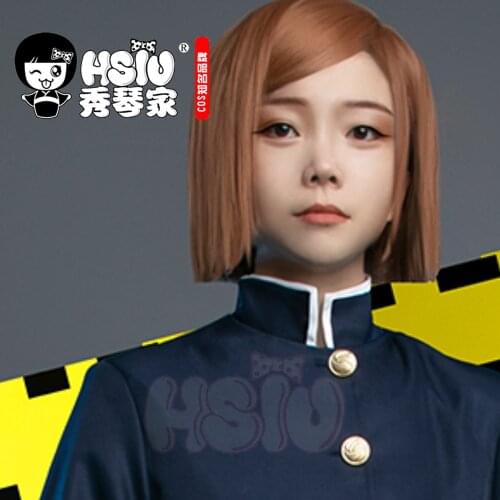 HSIU Anime Jujutsu Kaisen Cosplay Nobara Kugisaki Wig Short brown hair Heat Resistant Synthetic Hair+Free brand wig cap