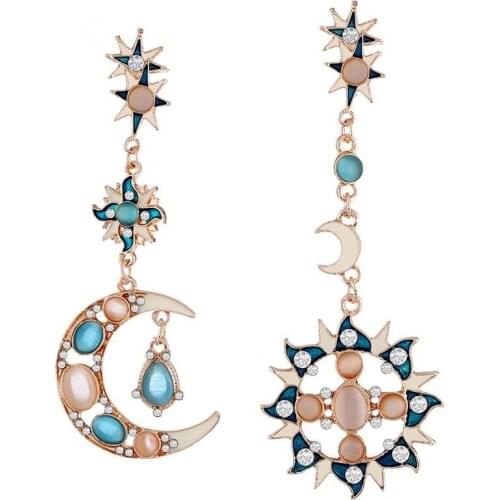 Popular Tassel Earrings star moon asymmetric Earrings hot selling womens creative Earrings