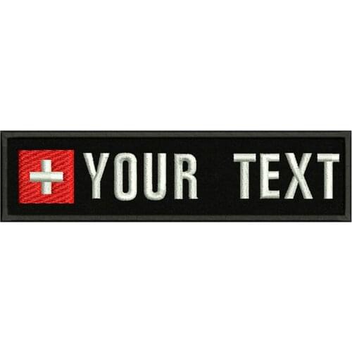 Swiss flag Switzerland 10X2.5cm Embroidery Custom Name Text Patch Stripes badge Iron On Or Velcro Backing Patches For Clothes