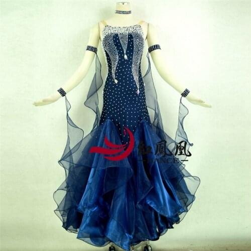 Standard Ballroom Dress Women New Of 2018 Custom Made High-necked Long Sleeved Waltz Ballroom Dance Competition Dresses