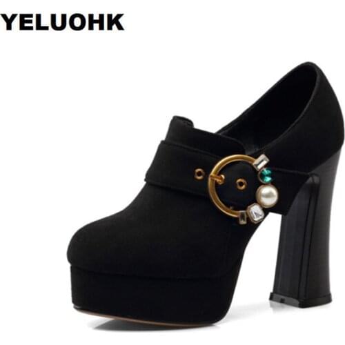 Rhinestone Pearl Sexy High Heels Women Shoes Black