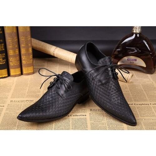 Italian Shoes Men Genuine Leather Pointed Toe Lace Up Shoes For Wedding Dressing Office Oxford Shoes Zapatos Hombre Vestir