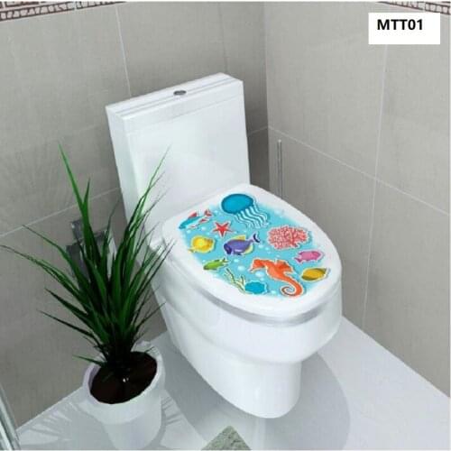 UBRUSH 22x39cm Wall Stickers PVC 3D Toilet sticker Decorative Stickers Toilet stickers For Home Hotel Eight Color