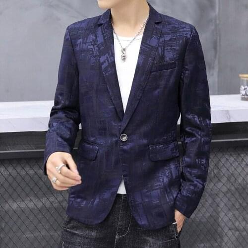 New Arrivals Printed Men Blazers Vintage Casual Streetwear One-Button Slim Fit Wedding Suits Jacket Homme Terno Marriage Blazer