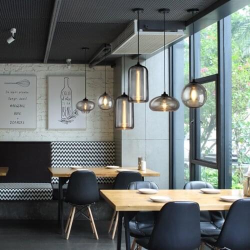 Vintage Glass suit Loft dining room Pendant Lamps archaistic Smoky Grey Lamparas Hanging lights Modern simple Pendent lights led