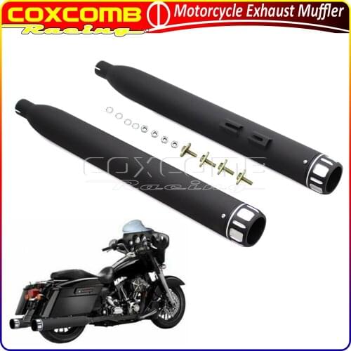 Motorcycle Exhaust Pipes For Harley Touring Chopper Racer Bobber 1995-UP 4.5"Slip On Muffler Silencer w/ Chrome End Cap