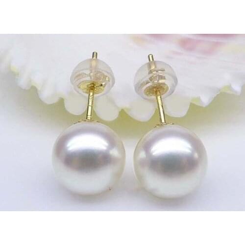 Top Quality AAAA REAL ROUND 10-11MM SOUTH SEA WHITE PEARL 18 EARRINGS