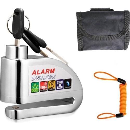 Bike Alarm Lock Motorcycle Disc Brake Lock 110db Loud Security Waterproof Bicycle Lock
