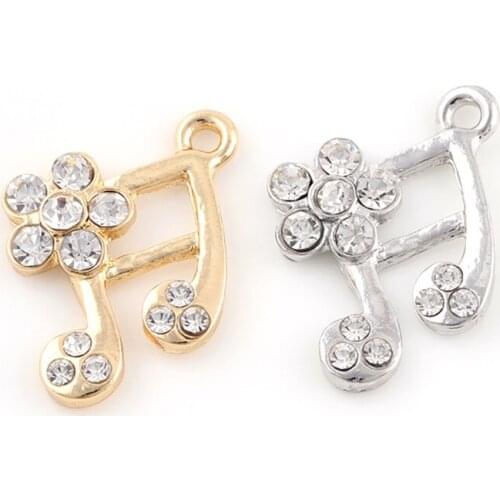10pcs/lot Music Flower Rhinestone Dangle Handmade Charms Pendant DIY for Bracelet Necklace Bag