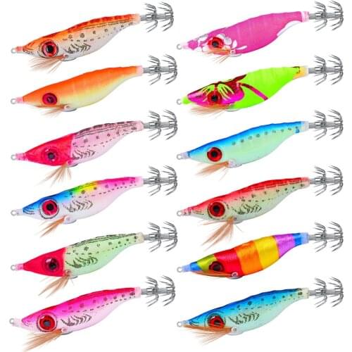 100MM 8.5G Wood Shrimp Luminous Shrimp Squid Needle Octopus Hook Squid Shrimp Lure Bait