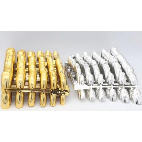 1000PCS (Silver+Gold) Nail Art Full Cover False French Nail Tips Metal Fake Nails Extension Decorated Manicure Accessories