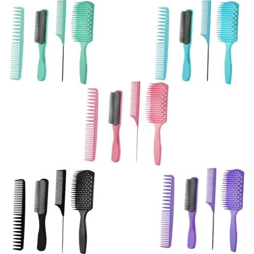 4 In 1 Paddle Hair Brush Styling Brush Tail Comb Hair Comb Set, Smooth