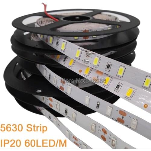 5m DC 12V 5730 LED Strip 5630 SMD Flexible LED Strip 60LED/m Warm White Cold White Red Green Blue 4000K IP20 IP65Waterproof