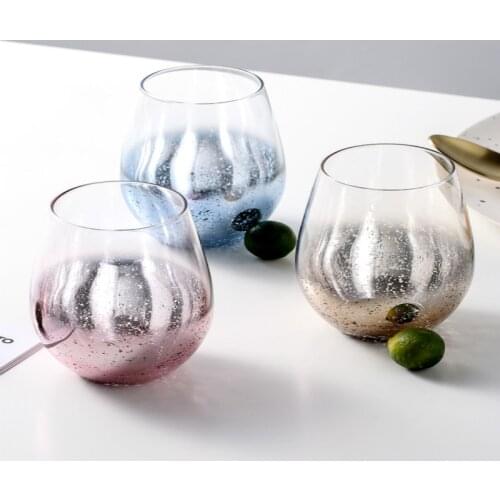 570ml Ins Gradient Glass Egg Design Wine Glass Beer Vodka Whiskey Glass Cup Large Capacity Plating Family Bar 4 Color Gift Cups
