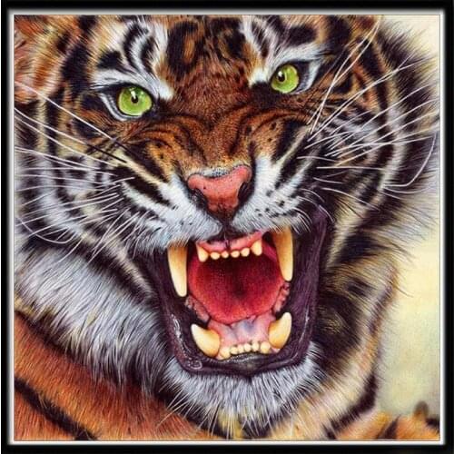Diamond Painting Angry Tiger 3D Diy Diamond Embroidery Mosaic Picture Rhinestone Handmade Wall sticker Kits Bedroom Decoration