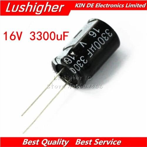 10PCS 16V3300UF 13X25MM 3300UF 16V 13x25 mm Aluminum Electrolytic Capacitor DIP
