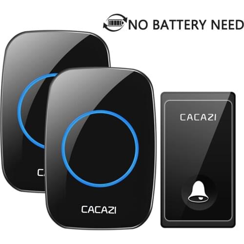 CACAZI Wireless Waterproof Doorbell No Battery Need 58 Chimes EU/US/UK Plug Self-Powered Door bell Home Cordless LED Ring Bells