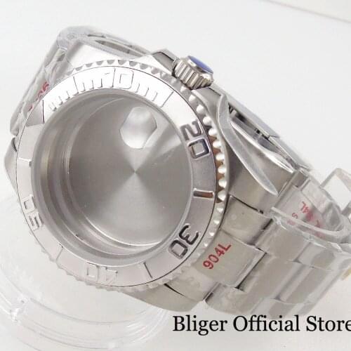 BLIGER Stainless Steel SUB 40mm Automatic Watch Case fit NH35 MIYOTA 8215 821A MINGZHU 2813 3804 Brushed Oyster Bracelet