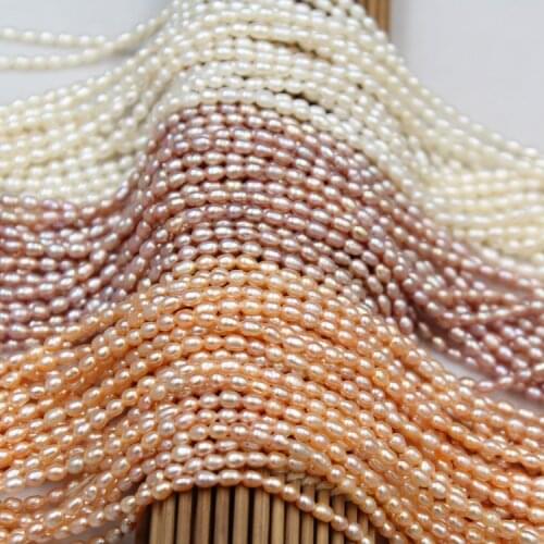 4-6mmNatural Freshwater Pearl Beaded High Quality Rice Shape Punch Loose Beads for Make Jewelry DIY Bracelet Necklace Accessorie