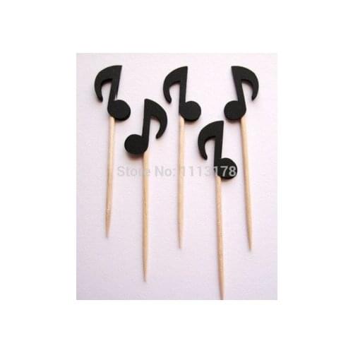 Black Musical Note Cupcake Toppers Birthday bridal shower Bachelorette Party Rustic wedding toothpicks decorations