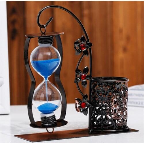 Home Decor Sand Clock Hourglass Timer Clock Sandglass with Pen Storage Holder Crafts Birthday Gifts reloj de arena Sand Timer