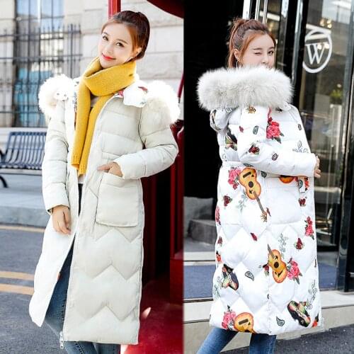 Double Cotton Wear Down Cotton Coat Womens Long Hood Thicken Winter Jacket Elastic Waist Warm Jacket Snow Cotton Padded A780