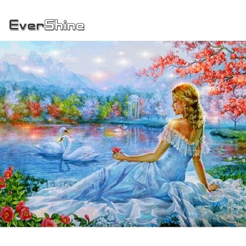 EverShine Diamond Painting Animal Rhinestones DIY Diamond Mosaic Portrait Cross Stitch Embroidery Swan Needlework Handicraft