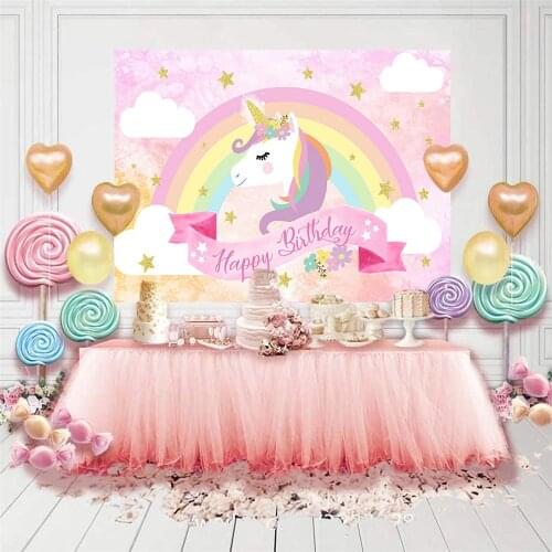 Birthday Party Background Photo Unicorn Photography Backdrops Banner Child Girls Studio Photocall Photozone Decorations