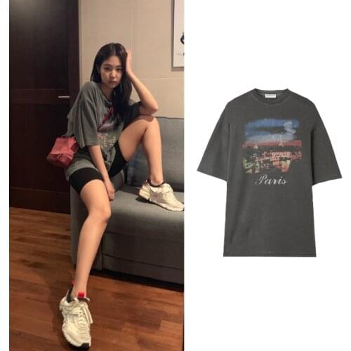 Kpop Korean Celebrity same fashion New Fashion T shirt female Summer Girls Short Sleeve O-Neck Cotton Women Top Slim wild Tshirt