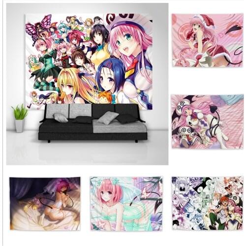 To Love Ru Lala Momo Satalin Deviluke Tapestry Art Wall Hanging Sofa Table Bed Cover Home Decor Poster