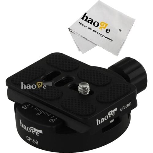 Haoge 58mm Screw Knob Clamp Adapter with 60mm QR Quick Release Plate for Camera Tripod Ballhead Monopod Ball Head Fit Arca Swiss