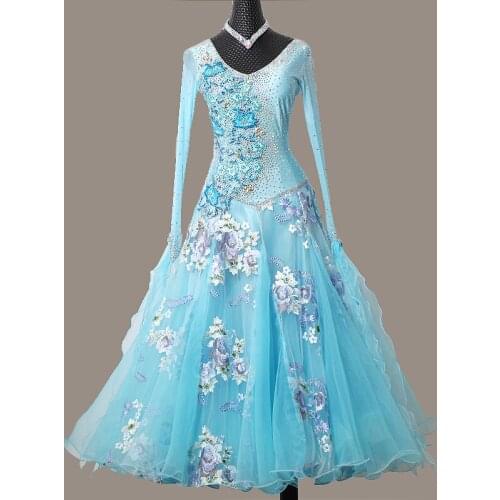 Customized Women Modern dance competition dress new big swing dress high-end waltz performance ballroom dance dress costume