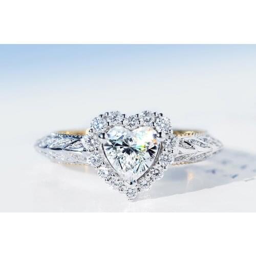 Exquisite Silver Plated Heart Ring White Blue Gems Zircon Wedding Ring Engagement Party Promise Ring Elegant Women Jewelry