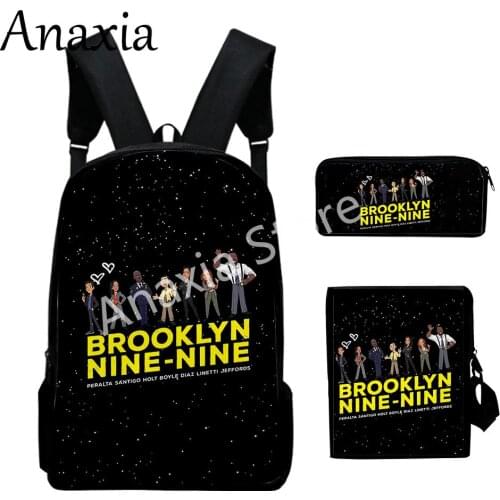 Brooklyn nine-nine merch backpack set 3 pieces lightweight youth school bag 3D printing messenger bag pencil case