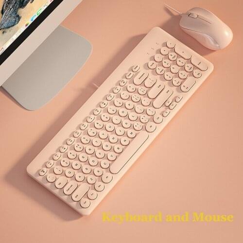 Wired Keyboard and Mouse Set with Mute Click Sound for Office Home Notebook Computer External Keyboard