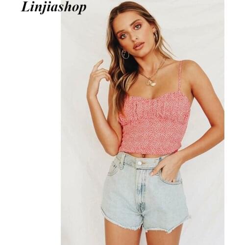 Casual spring summer print camis tank top women sexy beach holiday easy fit red crop top femme vestidos dropshipping