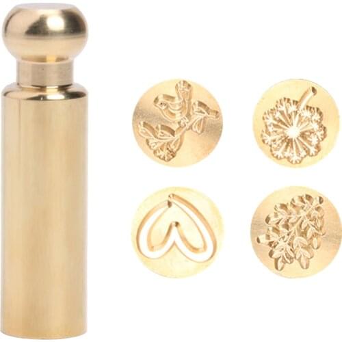 Mental Handmade Wax Seal Stamp Fire Painting Plant Pattern DIY Envelope for Crown Tree Parties Weddings Accessories