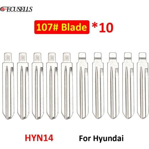 10Pcs/Lot NO.107 Metal Car Key Blank 107# For Hyundai Elantra G102 Flip Remote Car Key HYN14 Replacement Uncut Blade