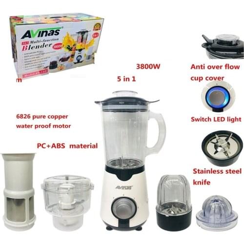 5 In 1 Mixer Juicer Mixer Food Supplement Grinding Machine Multifunction Blender Electric 3800W Double mixing blade 3 Gears Cup