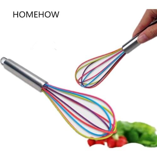 Homehow 1PC/Lot Colorful Silicone Egg Stiring 10" 12" Hand Holding Manual Dough Milk Cream Whisk Egg Mix Stirrer Egg Beaters