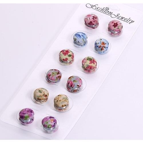 Pack of 12 Muslim Multi-Use Rhinestone Magnetic Scarf Brooch Round Hijab Pins Kit Magnetic Safety Pins
