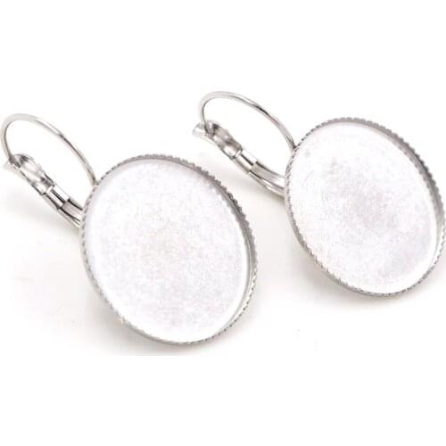 Never Fade ) 18mm 20mm 25mm 10pcs Stainless Steel French Lever Back Earrings Blank/Base,fit 20mm glass cabochons,buttons