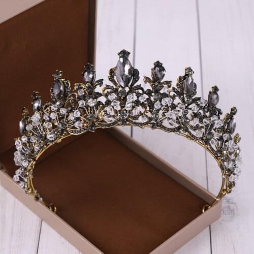 New Wedding Crown Hair Accessories Large Gold Crown Baroque Rhinestone Crystal Crown Bridal Hair Accessories Tiara Queen Crown