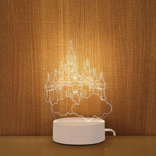 Novelty 3D Cartoon Castle Fairy Lights USB Cute Room Decoration LED Light Livingroom Bedroom Decor Bedside Table Night Light