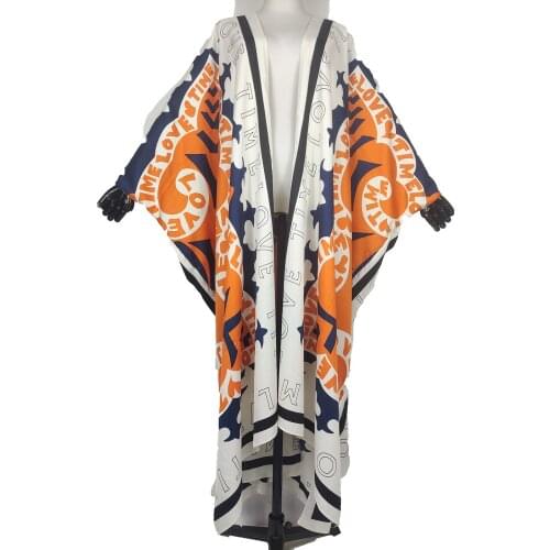 New Multicolor African Printed Silk Duster Coat For Women Muslim Abaya Summer Swimwear kaftan Swimwear Cardigans For Women