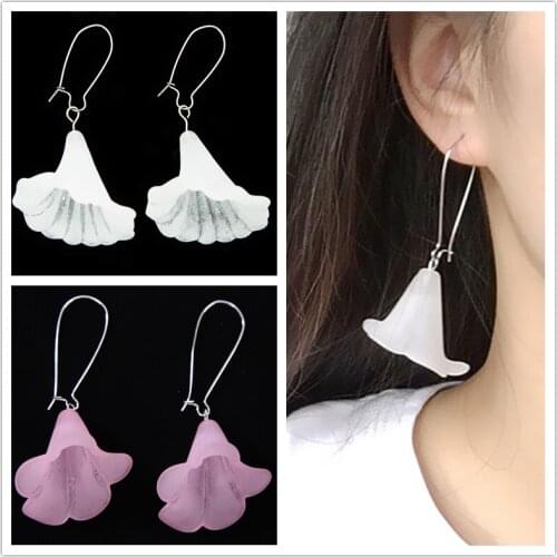 New Hyperbole Transparent Irregular Big Flower Drop Earrings for Women Statement Jewelry Gift 3D Morning Glory Brincos